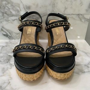 🖤Chanel 20C Black Lambskin Wedges🖤